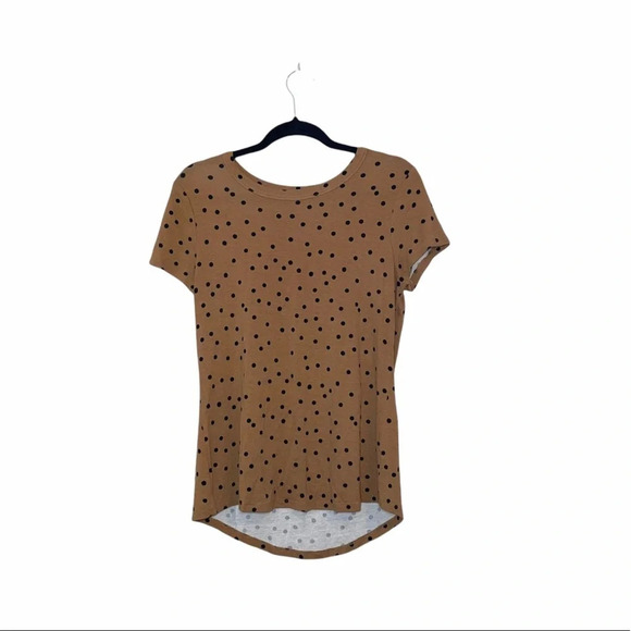 Maurices 24/7 Gold & Black Polka Dot Print Short Sleeve Tee Small Women’s - Picture 9 of 9